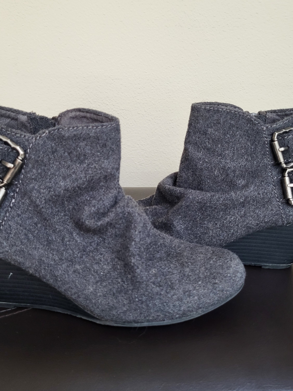 Blowfish Ankle Bootie Wedges with Side Buckle